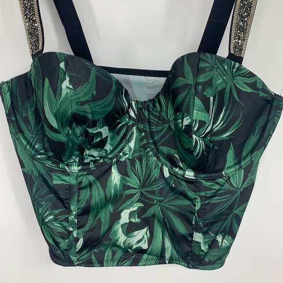 Victoria's Secret Corset Longline Bra Very Sexy Palm Leaf Shine Strap - Picture 8 of 15